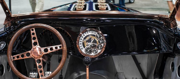 Factory 5 roadster. Copper instead of chrome. Chronograph gauge cluster.